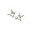 925 silver earring star pearl