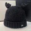 Berets Cartoon Cute Antlers Wool Hat Women Autumn Winter Padded Warm Knitted Ear Protection Pullover Bonnets For Men