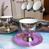 Mugs Ceramics Coffee Cup Afternoon Tea Golden Silver Teacup Vintage Dish Spoon Set Classic Drinkware Nordic Porcelain Mug 230815