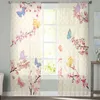 Cortina Butterfly Cherry Blossom Plum Tulle Sheer Cortina para sala de estar adultos cortinas de decoração de cozinha decoração de decoração de cozinha r230816