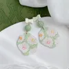 Pendientes de espalda Pintura de aliento de verano Arte de flores de moda y clip de diseño sin orejas CEA964