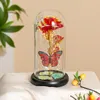 Rose światło sztuczna lampa róży z motylem i kolorowymi kwiatami róży LED w szklanej baterii prezenty dla kobiet