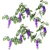 Decorative Flowers 2pcs Hanging Decorations House Garden Wall Ivy Wisteria Fake 180cm Home Office El Party Supplies Violet Artificial