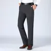 Calça masculina roupas de verão zíper formal casual fino fino sólido respirável gelo bolsos de seda