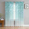 Rideau transparent à fleurs sarcelle, en Tulle imprimé, pour salon, fenêtre, luxe, décoration de balcon, maison