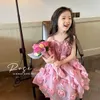 Robes de fille robe à bretelles pour filles printemps/été nouveaux enfants Net fleur rouge princesse doux débardeur jupe à la mode