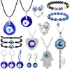 Evil Eye Necklace For Women Turkish Evil Blue Eye Keyring Armband Rings Handgjorda glasögon Charms Greek Mati Hamsa Nazar Men Evil Eye Jewelry