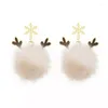 Stud Earrings 2023 Christmas Series Snowflake Antler Hair Ball Holiday Gifts Year Essential Celebrity Accessories