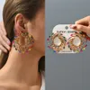 Stud Colorful Series Shiny Big Earrings For Women 2023 Trend Luxury Round Fashion Jewelry Girl Party Accessories Gift 230816