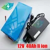 lithium ion battery 12v 40ah li ion battery BMS 3s for bike ups power bank Golf Buggy camping Fire Alarms +3A charger