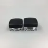 5Gram Plastic Jar Square Shape Clear Pot Black Cap Cosmetic Sample Eyeshadow Lip Balm Container Nail Art Piece Glitter Bottle Wjtcc