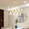 Chandeliers Minimalist Post-Modern Black Gold Creative LED Long Branch Chandelier With Acrylic Lampshade For Bedroom Living Room Restaurant