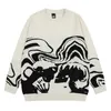 Camisola de suéter de masculino Men Skull Oversize Mangas compridas tops góticos y2k streetwear pullovers de inverno malha vintage jumper moda harajuku roupas j230806