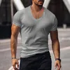 Men's T Shirts T-shirt Cross-border Clothing European And American Foreign Trade V-neck Solid Color Casual Short Sleeved T-shi