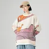 Men's Sweaters 2023 spring Cartoon Dinosaur Knitted Sweater Men Women Winter Vintage Loose Pullover Casual Streetwear Pull Homme 230815