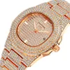 Нарученные часы Pintime Bling Diamond Watch для мужчин Женщины хип -хоп кварц роскошные из нержавеющей стали.