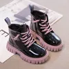 Boots Girls 'Martin Boots Spring och Autumn Boys' Two Cotton Winter Shoes Leather Boots Plus Fleece Short Boots Children's Boots 230816