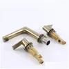 Bathroom Sink Faucets Luxury Brass Faucet Three Hole Two Handle Cold Water Basin High Quality Copper Drop Delivery Home Garden Shower Dhoyg