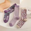 Donne calze da 1 coppia zebra leopardo Houndstooth Flower Kawaii Cute Harajuku Female Cotton Sock Hosiery Streetwear Casual Knit Casual Knit