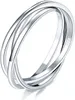 925 Sterling Silver Ring Triple Row Rolling Interlocking Silver Rings High Polish Rings for Women Men Each Band Width 1.8mm Size 5-12