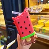 Tumblers Summer Cute Donut Ice Cream Water Bottle With Straw Creative Square Watermelon Cup Portable Leakproof Tritan Bottle BPA Free 230815