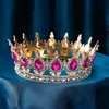 Biżuteria do włosów ślubnych Bridal European Princess Tiara Round Baroque Crowns Crowns Crystal Full Crown King Tiara 230816