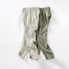 Calça masculina calça juvenil de linho da primavera