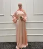 Roupas étnicas Ramadã Muslim Kaftan Abaya Dress Modest Women Mulheres Putres Buff Shining Dubai Turquia Hijab Islâmico Caftan Marocain