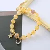 Charm Bracelets Natural Yellow Crystal Beads Bracelet With Creative Design And Zircon Inlay Sweet Jewelry Making For Women Hypoallergenic