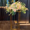 hoge gouden rechthoek metalen frame tafel bloemstandaard voor bruiloft centerpieces decoratie oceaan express trein truck pjocu