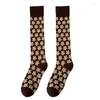 Frauen Socken 1 Paar Brown Double Nadel Way Female Herbst- und Winter -College -Stil Retro -Stapelstrümpfe