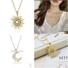 Pendant Necklaces Ins Fashion Gold Plating Moon And Sun Female Rhinestone Sunflower Crescent Necklace For Women Jewelry Drop Delivery Dhqoi