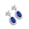 Dangle Earrings Drop Earring 9k White Gold Lab Sapphire For Women Charm Statement Stud Diamond Unique Jewelry