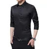 Mens Casual Shirts Fashion Long Sleeved Shirt White Blue Black Smart Male Social Dress Plus 230815