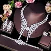 Ketting oorbellen set Franse lichte luxe 4 stuks trouwjurk accessoires ketting/oorbellen/ringen/armband bling-bling zirkoonketens