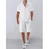 Tracce da uomo da uomo Set di uomini a colore Summer Summer Outfits Shirtshorts a manica corta