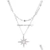 Подвесные ожерелья корейская мода MTI-слойная звезда луны Mtilayer Clabicle Ожерелье Женщины Золотые элегантные украшения Оптовая доставка Pe Dhhjw