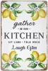 Retro Kitchen Food Tin Sign Vintage Lemon Fruit Metal Plaques Resturant Wall Decoration Garden Iron Painting Decor Man Cave Restaurant Living Room 30X20CM w01