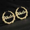 Hoop Huggie Wholesale 30mm100mm Custom Bamboo Earrings Customize Name Style Personality Earring Customized Gifts 230815