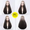 Cosplay Wigs Long Straight Hair Women Wig Chic Ash Blonde Ombre Brown Daily Party Lolita Heat Resistant Synthetic Fake 230815