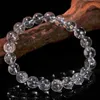 Charm Bracelets JD Natural Herkimer Crystal Bracelet Women Fashion Reiki Healing Round Bead Handmade Strand Bangles Couple Distance Gift 230816