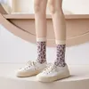 Donne calze da 1 coppia zebra leopardo Houndstooth Flower Kawaii Cute Harajuku Female Cotton Sock Hosiery Streetwear Casual Knit Casual Knit