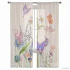 Vorhang Schmetterling Blume Spring Tüll Sheer Hang Vorhang für Wohnzimmer Erwachsene Kinder Schlafzimmer Vorhänge Küche Dekor Vorhänge R230816