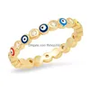 Met zijstenen Boheemse regenboog kwaad Eye Eye Stregestone gevulde gouden ringen Vintage dames Midi Kunle Finger Ring sieraden voor vrouwen drop dhlik