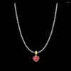 Pendant Necklaces Fashion Jewelry Necklace Stainless Steel Love Letter Light Blue Red Pink Beaded Holiday Gift