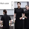 Camicie da uomo da uomo chef cappotto da chef lavoro uniforme a maglia traspirante per chiusura a maniche corte con camicia da cucina tascabile