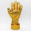 Obiekty dekoracyjne 26 cm Golden Football Bramkarz Gloves Trophy Rzemiosła złoto Patkowane piłka nożna Dekor Home Dekor Diref Fan Fan Fan Liga Pamiątki 230815