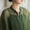 Blusas femininas qpfjqd feminino casual camisas de verão botão de manga de morcego solto de algodão, tops 2023 Mulheres Stand Solid Solic Color