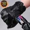 Five Fingers Gloves Winter Touchscreen PU Leather Men Women Keep Warm Plush Velet Full Finger Glove Cycling Working Waterproof Windproof 230816