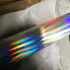 Chrome holographic silver Vinyl Sticker Air release Rainbow Car wrap foil film sign mark hologram Size1 52 20M Roll242d